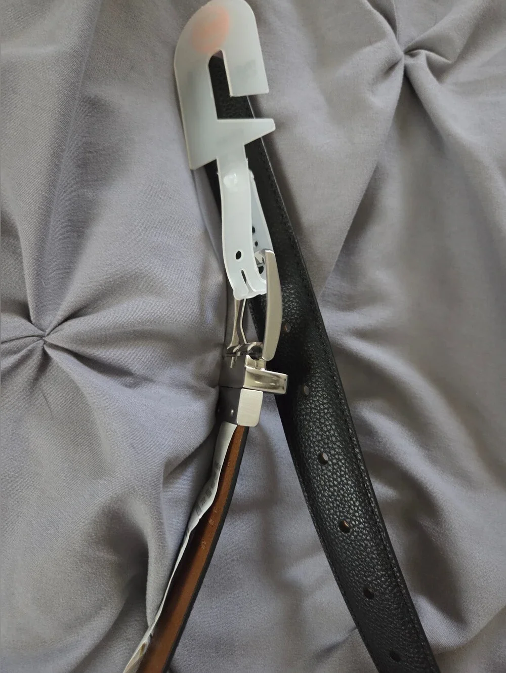New Youth black Leather Dress Belt with Brushed Silver Buckle